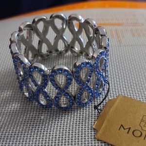 Monet blue crystal and Silver-tone bracelet